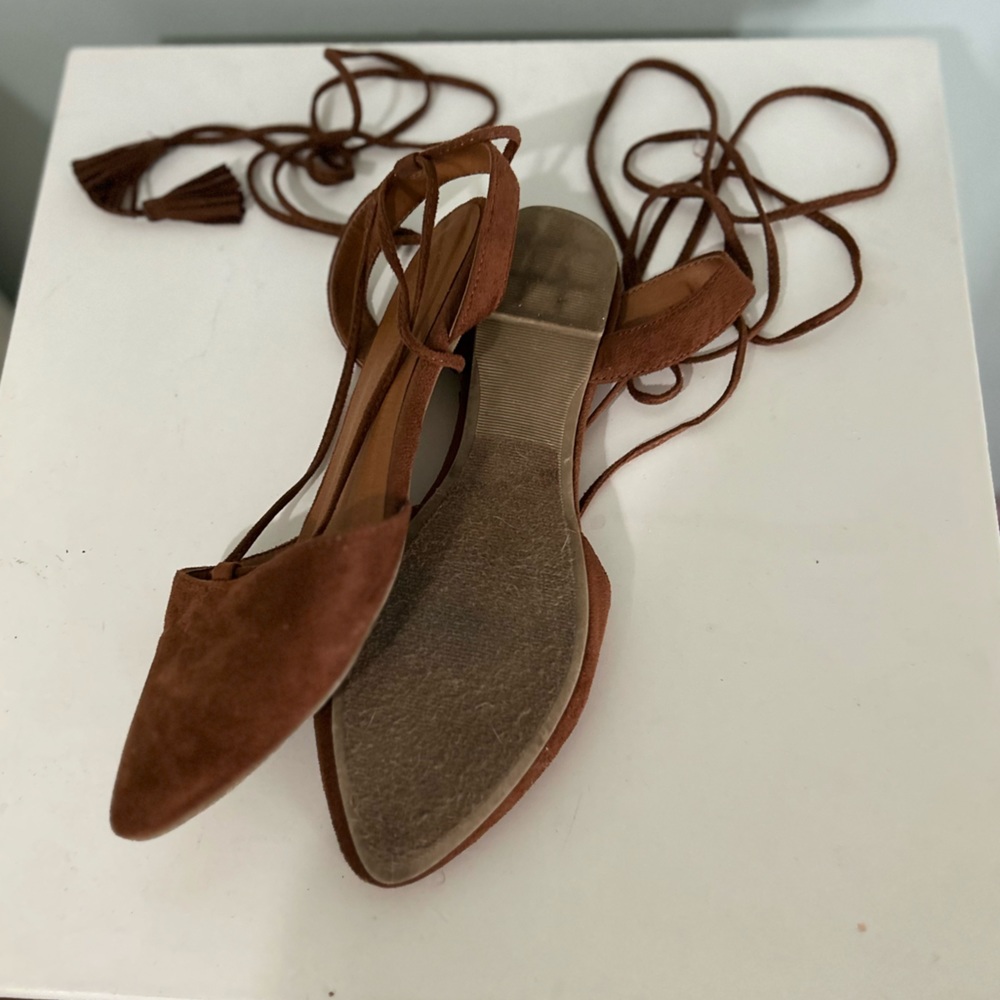 SUEDE LACE-UP ANKLE SANDALS